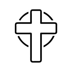 Obraz premium cross Outline Icon, christmas icon - Black outline icon of cross symbolizing Christmas, holidays, and festive in simple design.