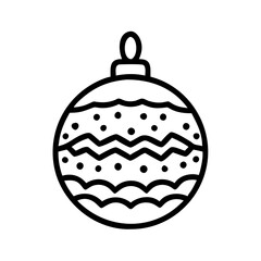 decorative bauble Outline Icon, christmas icon - Black outline icon of decorative bauble symbolizing Christmas, holidays, and festive in simple design.