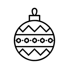 decorative bauble Outline Icon, christmas icon - Black outline icon of decorative bauble symbolizing Christmas, holidays, and festive in simple design.