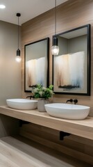 Modern bathroom with elegant double sink and decor