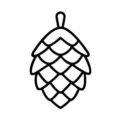 fir tree cone Outline Icon, christmas icon - Black outline icon of fir tree cone symbolizing Christmas, holidays, and festive in simple design.