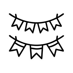 garland Outline Icon, christmas icon - Black outline icon of garland symbolizing Christmas, holidays, and festive in simple design.