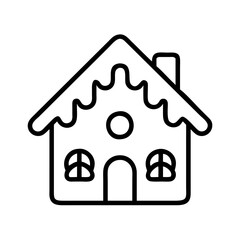 gingerbread house Outline Icon, christmas icon - Black outline icon of gingerbread house symbolizing Christmas, holidays, and festive in simple design.