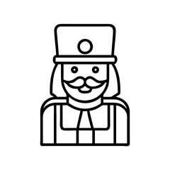 nutcracker figure Outline Icon, christmas icon - Black outline icon of nutcracker figure symbolizing Christmas, holidays, and festive in simple design.