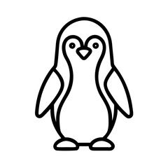 penguin Outline Icon, christmas icon - Black outline icon of penguin symbolizing Christmas, holidays, and festive in simple design.