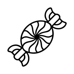 peppermint candy Outline Icon, christmas icon - Black outline icon of peppermint candy symbolizing Christmas, holidays, and festive in simple design.