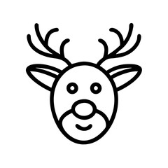 red nosed rudolph Outline Icon, christmas icon - Black outline icon of red nosed rudolph symbolizing Christmas, holidays, and festive in simple design.