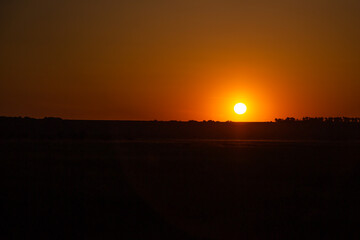 Sunset over the harvest field