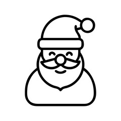 santa claus Outline Icon, christmas icon - Black outline icon of santa claus symbolizing Christmas, holidays, and festive in simple design.