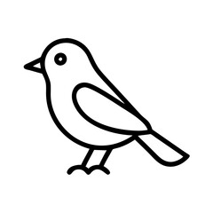 robin bird Outline Icon, christmas icon - Black outline icon of robin bird symbolizing Christmas, holidays, and festive in simple design.