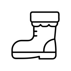 santa s boots Outline Icon, christmas icon - Black outline icon of santa s boots symbolizing Christmas, holidays, and festive in simple design.