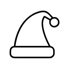 santa s hat Outline Icon, christmas icon - Black outline icon of santa s hat symbolizing Christmas, holidays, and festive in simple design.