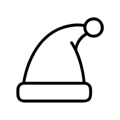 santa s hat Outline Icon, christmas icon - Black outline icon of santa s hat symbolizing Christmas, holidays, and festive in simple design.