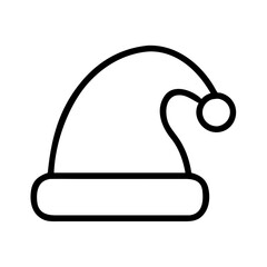 santa s hat Outline Icon, christmas icon - Black outline icon of santa s hat symbolizing Christmas, holidays, and festive in simple design.