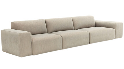 Modern grey sofa isolated on white or transparent background, png furniture.