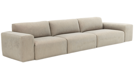 Modern grey sofa isolated on white or transparent background, png furniture.