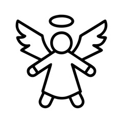 snow angel Outline Icon, christmas icon - Black outline icon of snow angel symbolizing Christmas, holidays, and festive in simple design.