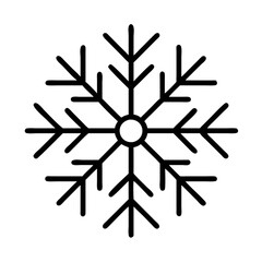 snowflake Outline Icon, christmas icon - Black outline icon of snowflake symbolizing Christmas, holidays, and festive in simple design.