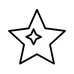 star Outline Icon, christmas icon - Black outline icon of star symbolizing Christmas, holidays, and festive in simple design.