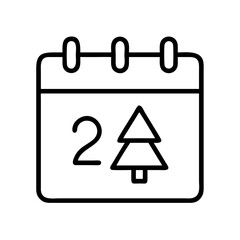 advent calendar Outline Icon, christmas icon - Black outline icon of advent calendar symbolizing Christmas, holidays, and festive in simple design.