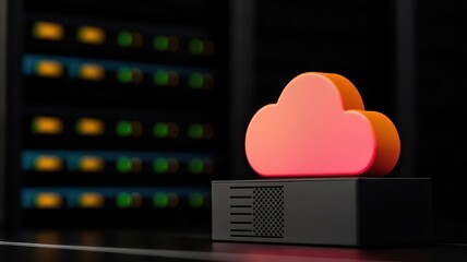 cloud and network concept. A detailed shot of a DDoS Distributed Denial-of-Service prevention system monitoring traffic in a cloud environment