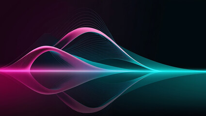 Naklejka premium Technological background, Digital Wave Pattern with Vibrant Gradient Colors, copy space, flowing lines artwork, 3D wave effect. 