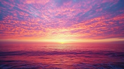 Obraz premium Vibrant dawn sky with soft pink and orange hues over a calm ocean horizon