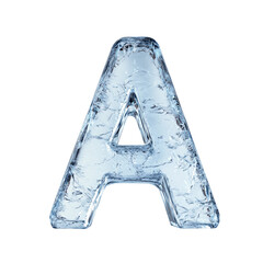 letter A in the shape of ice, ice typography letter font illustration isolated on white &...