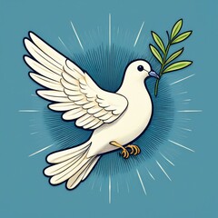 Fototapeta premium colombe de la paix avec rameau d'olivier, logo contre la guerre en ia