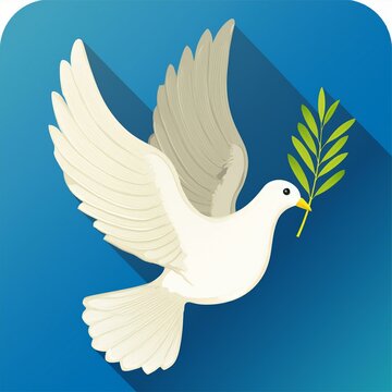 colombe de la paix avec rameau d'olivier, logo contre la guerre en ia