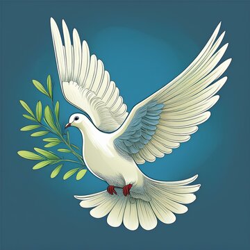 colombe de la paix avec rameau d'olivier, logo contre la guerre en ia