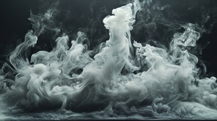 Fototapeta premium Light foggy vapor spreading evenly across a black background in soft transparent waves creating