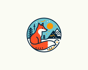 Fox Logo Design Icon Symbol Vector Illustration 