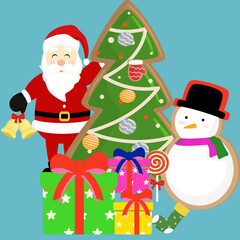 santa claus and snowman chrismasday