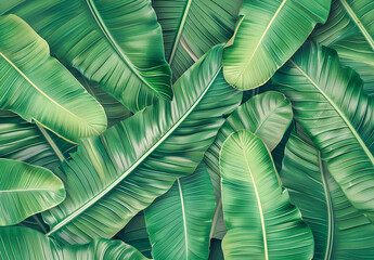 Fresh Green Banana Leaf abstract background realistic bananas leaf wallpaper