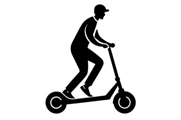 Man riding scooter black silhouette.