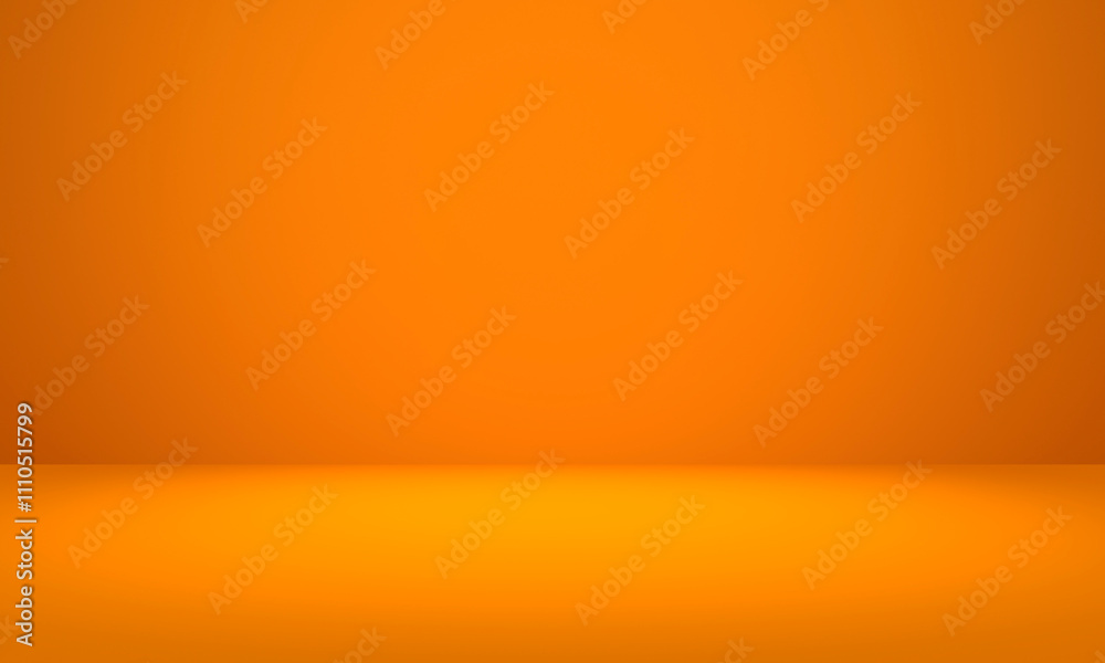 Wall mural empty bright orange studio background, product display with copy space for displaying content design