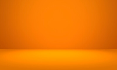 Empty bright orange studio background, product display with copy space for displaying content...
