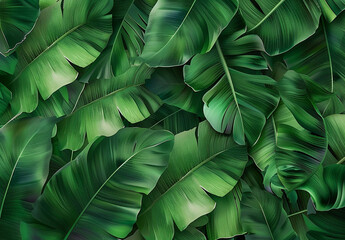 Fresh Green Banana Leaf abstract background realistic bananas leaf wallpaper