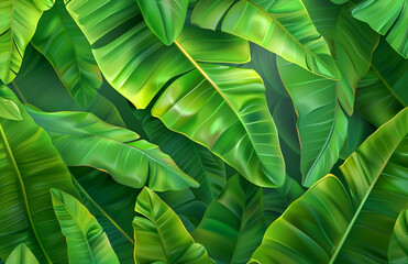Fresh Green Banana Leaf abstract background realistic bananas leaf wallpaper