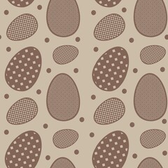 Easter themed seamless pattern featuring decorated eggs and spring motifs