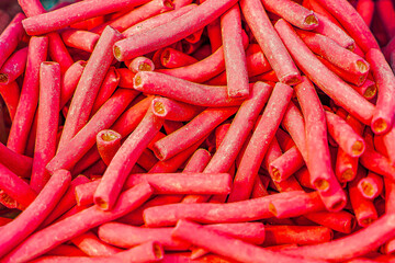 Assorted colorful gummy jelly candies. Top view. Jelly sweets.