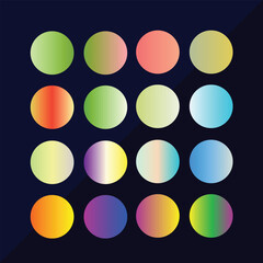 Multicolor Circle Shape Gradient Color Paletter. Modern Colors Paletter with black background