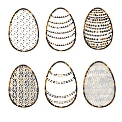A golden set of Easter eggs for spring holiday decorations
