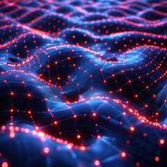 Obraz premium A colorful wave of light with blue, red and pink colors