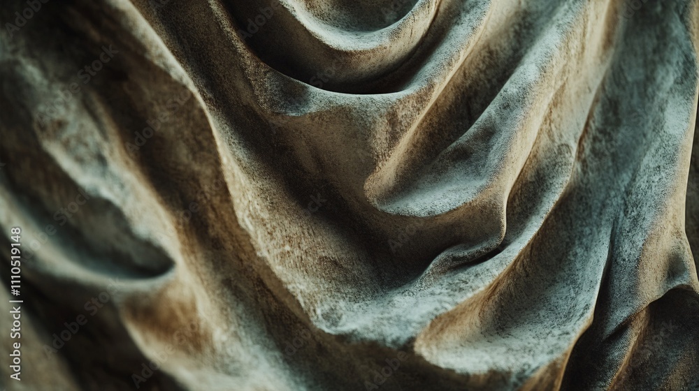 Poster Stone drapery flowing in elegant folds with light and shadow