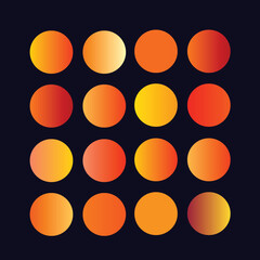 Yellow and Orange gradient Circle Shape Color Paletter. Minimalist multicolor circles, vibrant colors and modern gradients sphere isolated