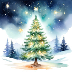 Obraz premium christmas tree in snow