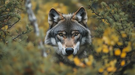 Fototapeta premium A wolf in the forest.