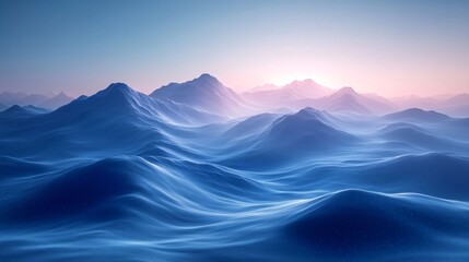 Glowing Blue Light Over Minimalist Hills at Dawn